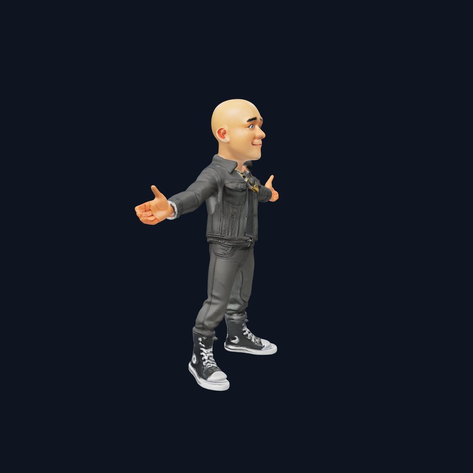 Bald Urban Character with Casual Attire  Rigged and Animated